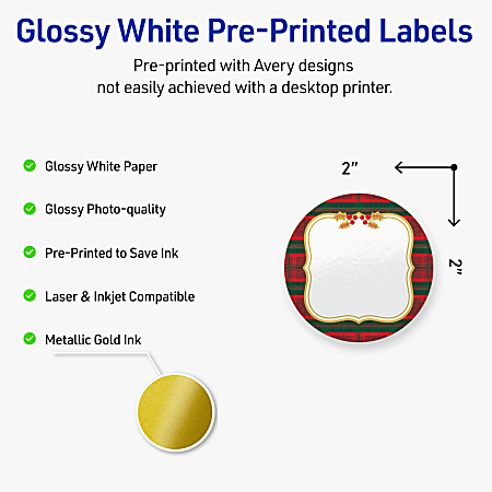 Avery Printable Christmas Labels with Sure Feed Technology 94501 Round ...