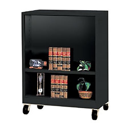 Atlantic Metal Industries Mobile Steel Bookcase, 2 Shelves, Black