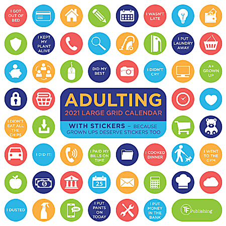 TF Publishing Humor Monthly Wall Calendar 12 x 12 Adulting January To  December 2021 - Office Depot