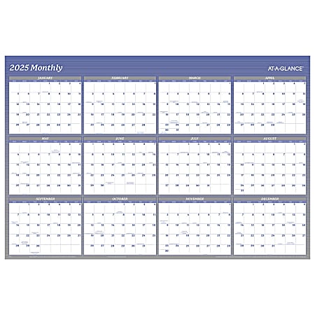 2025 AT-A-GLANCE® Vertical/Horizontal Reversible Yearly Wall Calendar, 48" x 32", Blue, January To December