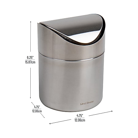 RW Clean Stainless Steel Mini Trash Can - Countertop - 4 3/4 x 4 3/4 x 7  - 1 count box