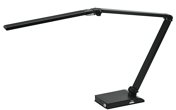 V-Light Extendable Z-Bar LED Task Lamp With USB Charging Port, 25"H, Black