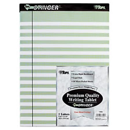 TOPS® Stinger Pads, 8 1/2" x 11 3/4", Legal Ruled, 50 Sheets, Mint Green, Pack Of 2 Pads