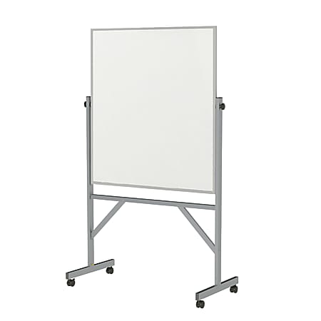 Ghent Double-Sided Magnetic Porcelain Whiteboard With Vinyl Tackboard, 48" x 36", Silver Aluminum Frame