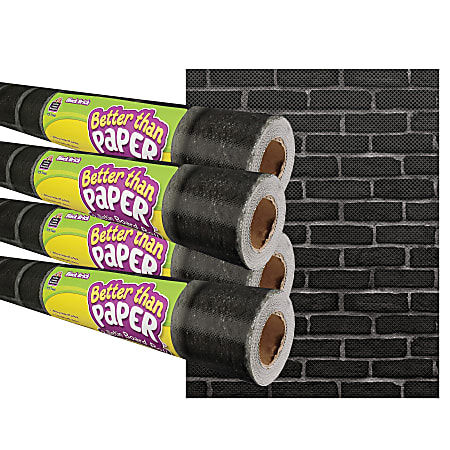 Teacher Created Resources® Better Than Paper® Bulletin Board Paper Rolls, 4' x 12', Black Brick, Pack Of 4 Rolls