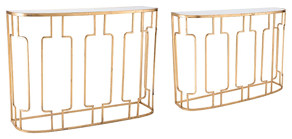 Zuo Modern Roma Console Tables, Rectangular, Mirror/Gold, Set Of 2 Tables
