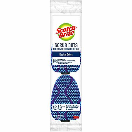Scotch-Brite Scrub Dots Dishwand Refill - 3.5" Width x 4.4" Length - 14/Carton - Blue