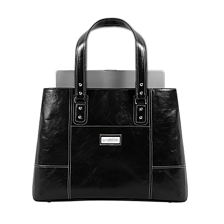 FranklinCovey® Vinyl Triple Gusset Tote, 13.5"H x 17.5"W x 5.5"D, Black