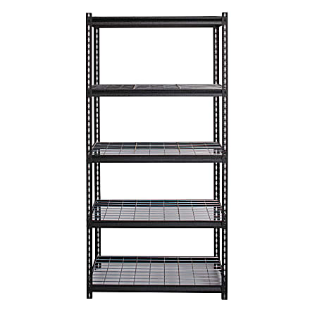 Hirsh® Iron Horse 2300 Steel Wire Deck Shelving Unit, 5 Shelves, 72"H x 36"W x 18"D, Black
