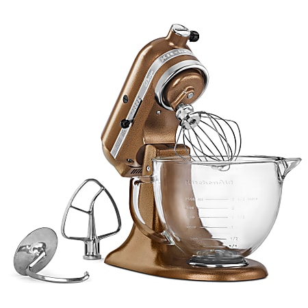 KitchenAid Artisan Design Series 5 Quart Tilt Head Stand Mixer with Glass Bowl Office Depot