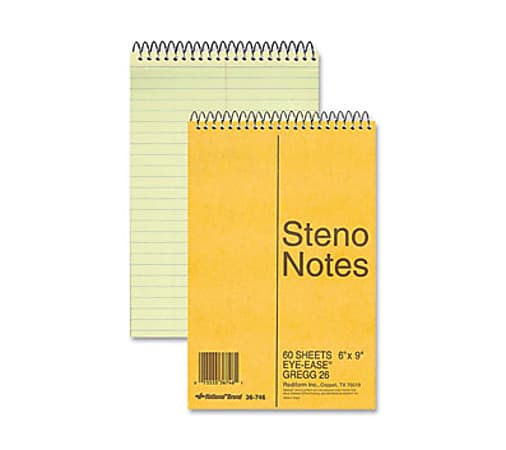 Rediform Eye-ease Steno Notebook - 80 Sheets - Wire Bound - Gregg Ruled - 16 lb Basis Weight - 6" x 9" - Green Paper - Brown Cover - Board Cover - Hard Cover, Rigid - 1Each