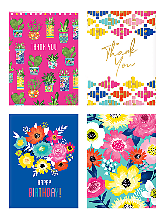 Lady Jayne All Occasion Note Cards With Envelopes 3 12 x 4 34 Assorted  Bright Florals Pack Of 16 Cards - Office Depot