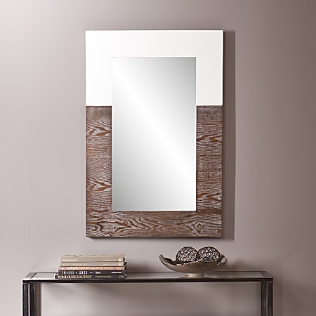 Holly & Martin Wagars Wall Mirror, 36"H x 24"W x 1 3/4"D, Burnt Oak/White