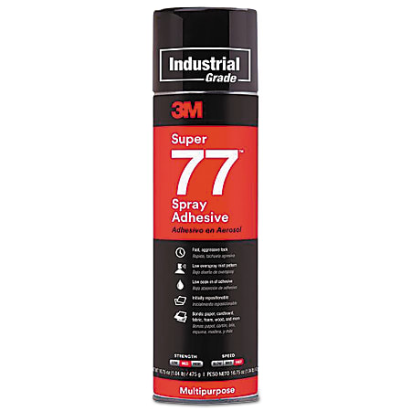 3M™ Super 77 CA Multi-Purpose Spray Adhesive, 16.75 Oz, Set Of 12 Cans