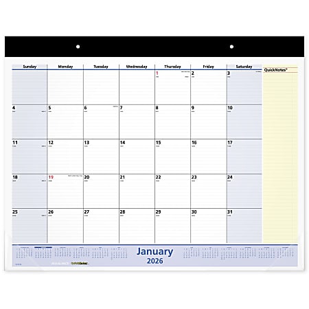 AT-A-GLANCE® QuickNotes® 2026 Monthly Desk Pad Calendar, Standard, 21 3/4" x 17"