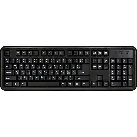 Datacal BILINGUAL ENGLISH/RUSSIAN USB CD1117 KEYBOARD BLACK - Cable Connectivity - USB Interface - 104 Key - English (US), Russian - PC - Black