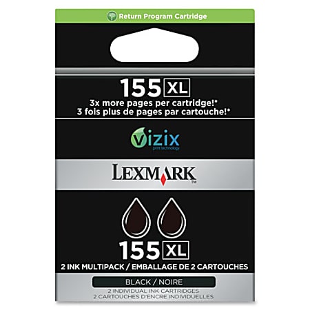 Lexmark 155XL Original Ink Cartridge - Inkjet - 1500 Pages - Black - 2 / Pack