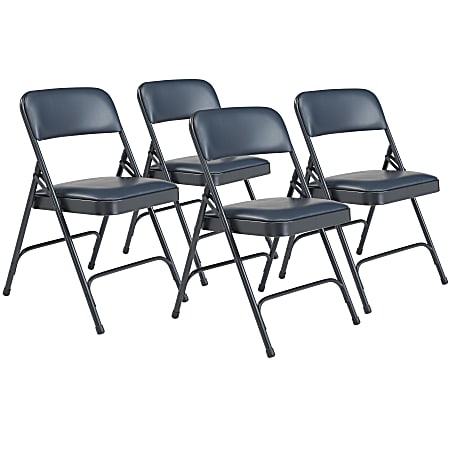 National Public Seating Series 1200 Folding Chairs, Blue/Char-Blue, Set Of 4 Chairs