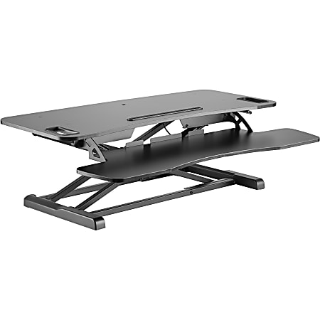 Amer Mounts Dual Monitor 38"W Adjustable Height Standing Desk With Keyboard Tray, Black