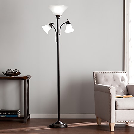 SEI Furniture Orson Floor Lamp 70 1 2 H White Shade Black Base