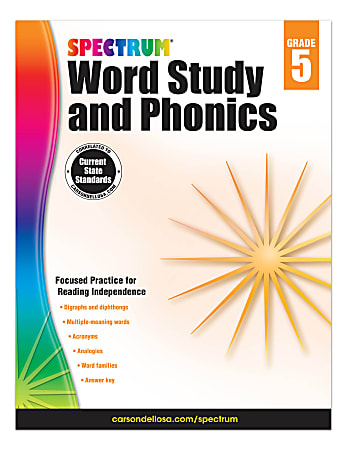 Carson-Dellosa Spectrum Word Study And Phonics Workbook, Grade 5