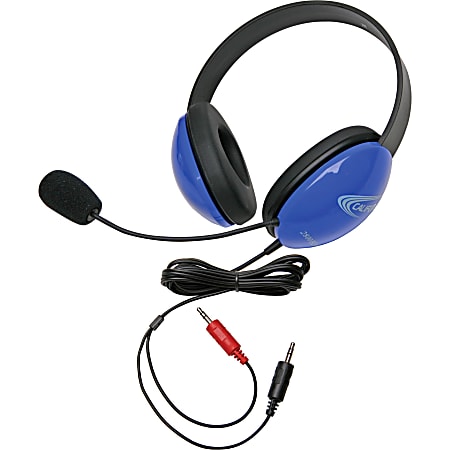 Califone Blue Stereo Headphone w/ Mic Dual 3.5mm