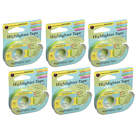 Lee Products Removable Highlighter Tape, 0.5&quot; x 720&quot;,