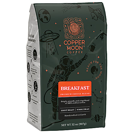 Copper Moon® Coffee Whole Bean, Breakfast Blend, 2 Lb Per Bag, Carton Of 4 Bags