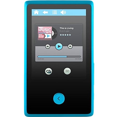 Ematic EM318VID 8 GB Blue Flash Portable Media Player - Audio Player, Photo Viewer, Video Player, FM Tuner, Voice Recorder, Memory Card Reader, e-Book, FM Recorder - 2.4" 76800 Pixel Active Matrix TFT Color LCD - Touchscreen - Bluetooth - 6 Hour Audio