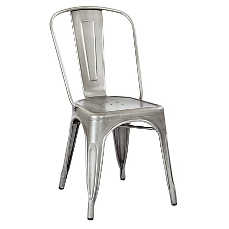 Office Star™ Bristow Armless Chair, Brushed Silver, Set Of 4 Chairs