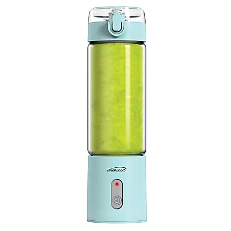 Brentwood 50-Watt 17 Oz Portable Battery-Operated USB-Chargeable Glass Blender, Blue