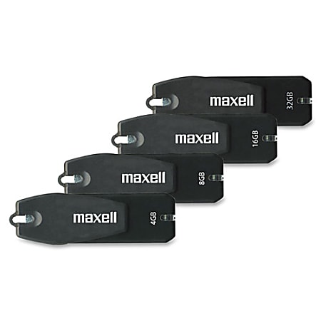 Maxell 4GB 360° 503201 USB 2.0 Flash Drive - 4 GB - USB 2.0 - Black - Lifetime Warranty