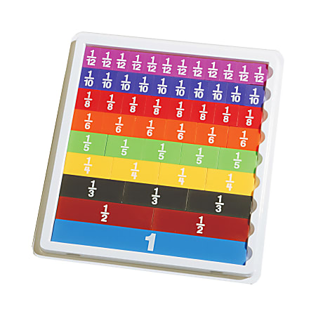 Learning Advantage Fraction Tiles With Work Tray Set, Assorted Colors, Grades 2-6, Set Of 52 Pieces