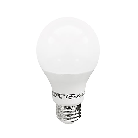 Euri A19 3000 Series LED Light Bulbs, Dimmable, 800 Lumens, 9 Watt, 6500K/Daylight White, Pack Of 12 Bulbs