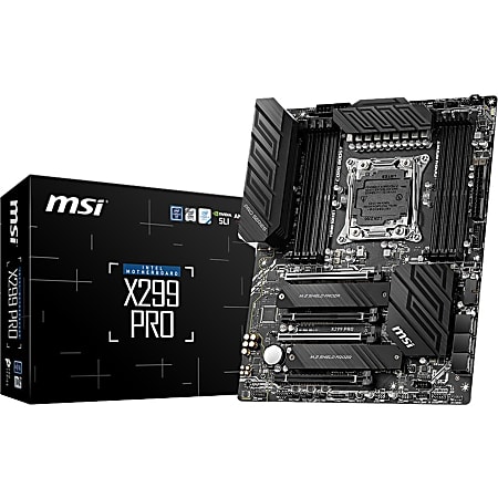 MSI X299 Desktop Motherboard - Intel Chipset - Socket R4 LGA-2066 - Intel Optane Memory Ready - ATX - 256 GB DDR4 SDRAM Maximum RAM - UDIMM, DIMM - 8 x Memory Slots - Gigabit Ethernet - 6 x SATA Interfaces