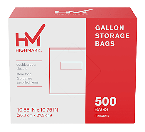 Highmark® Plastic Storage Bags, Gallon Size, Clear, Pack Of 500 Bags
