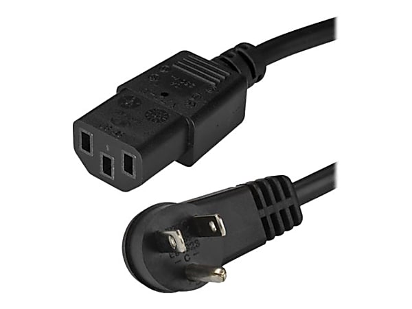 StarTech.com Right-Angle NEMA 5-15P To C13 Computer Power Cord, 15'