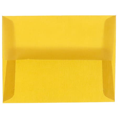 JAM Paper® Translucent Envelopes, #4 Bar (A1), Gummed Seal, Gold, Pack Of 25