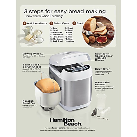 Hamilton Beach Artisan Dough & Bread Maker Model # 29887 