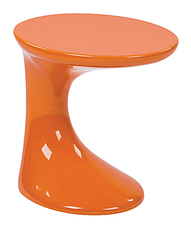 Ave Six Slick End Table, Round, High-Gloss Orange/Orange