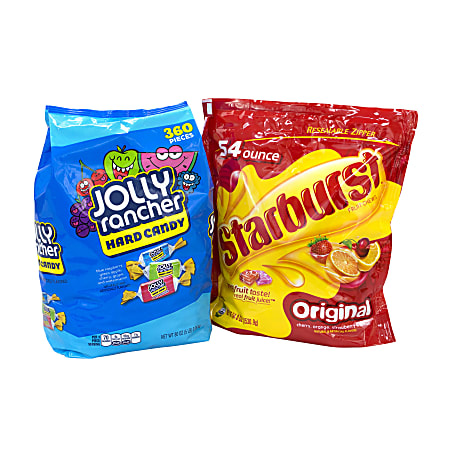 Jolly Rancher/Starburst JOLLY-BURST Chewy And Hard Candy Party Assortment, 134.4 Oz, Pack Of 2 Bags
