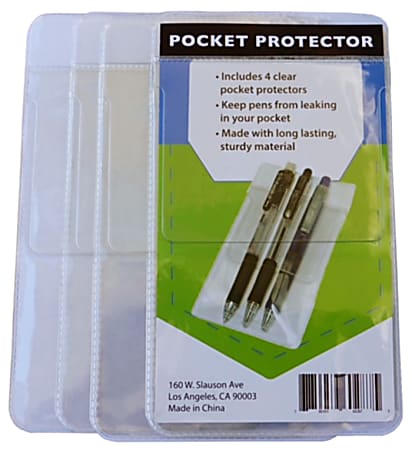 Pure Style Pocket Protectors, Clear, Pack Of 4