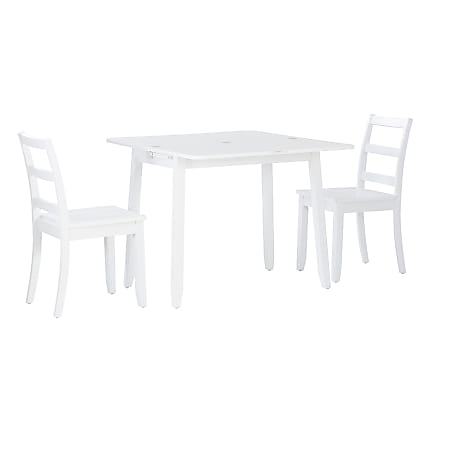 Linon Allbright Wood 3-Piece Folding Table Set, White