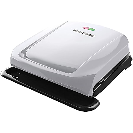 George Foreman 4 Serving Electric Indoor Grill And Panini Press, 6”H x 12”W x 12”D, Silver