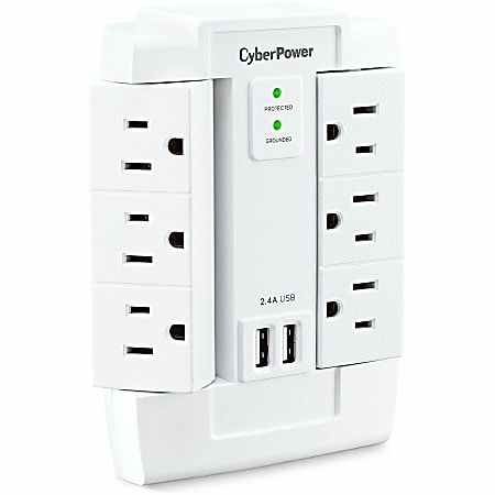 CyberPower CSP600WSURC2 6 Outlet Swivel Professional Surge Protector ...