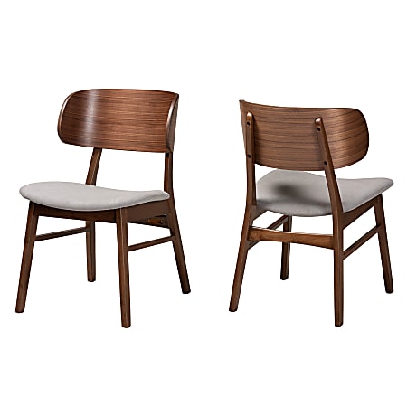 Baxton Studio Alston Dining Chairs, Gray/Walnut Brown, Set Of 2 Chairs