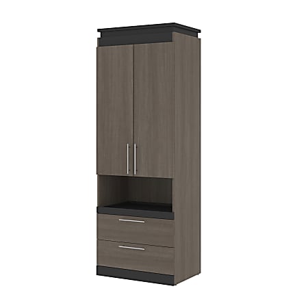 Bestar Orion 30"W Storage Cabinet With Pull-Out Shelf, Bark Gray/Graphite