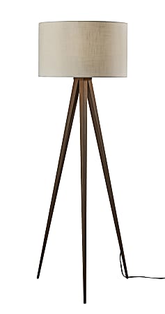 Adesso® Director Floor Lamp, 62-1/4"H, Off-White Shade/Rosewood Base