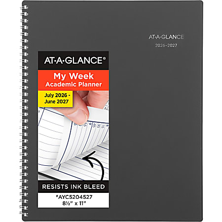 AT-A-GLANCE® DayMinder® Academic 2026-2027 Weekly Monthly Appointment Book Planner, Charcoal, Large, 8 1/2" x 11"