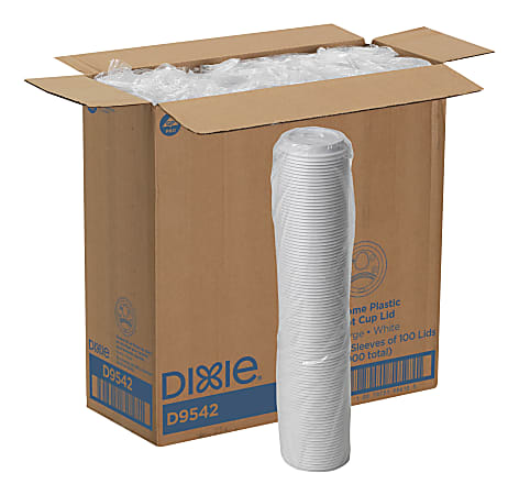 Dixie® by GP PRO Large Dome Plastic Hot Cup Lids For 12-/16-Oz Paper Cups, White, Case Of 1,000
